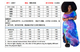 Large round neck slit tie-dye printing loose long dress plus size women's dress OSS20857