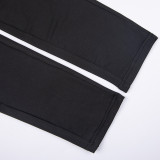 Solid color long sleeve finger zipper jumpsuit MA6585