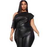New strapless strapless sexy tight leather jumpsuit ME2866