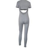 New Yoga Suit Women's Short Sleeve T-shirt Splicing Sling Siamese Two-piece Pants ME2865