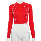 Sling halter buttocks slim line decoration jumpsuit long-sleeved short top casual fashion women's suit K20365S