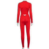 Sling halter buttocks slim line decoration jumpsuit long-sleeved short top casual fashion women's suit K20365S