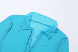 Women's long-sleeved V-neck fashion street style sexy see-through mesh slim T-shirt T1737859