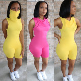 Women's solid color sleeveless tight-fitting casual mask jumpsuit A20265R