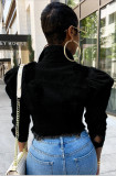 Short frayed denim jacket women puff sleeve denim jacket CJ911-02