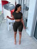 Sexy short-sleeved short-sleeved trousers two-piece nightclub suit KA7115