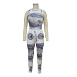 Two-piece women's suit with dollar print MY9727