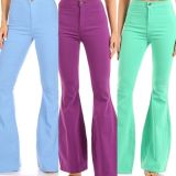 Solid color denim flared pants sexy women QQ5020