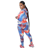 Tie-dye printing pocket two-piece suit HG053