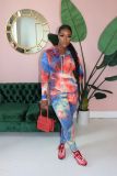 Tie-dye printing pocket two-piece suit HG053