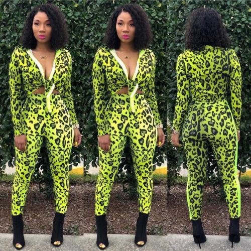 womens fashion printed tight two-piece suit OMM1165