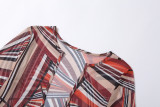 Autumn womens net yarn printing T-shirt high waist bag hip skirt casual suit women S1737828