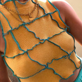 womens round neck sleeveless contrast stitching fashion sexy slim vest T20AA16K