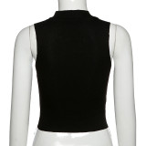 womens round neck sleeveless contrast stitching fashion sexy slim vest T20AA16K