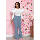 Solid color woven flared pants suit KSN8018