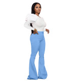 Solid color woven flared pants suit KSN8018