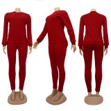 Sexy womens autumn and winter hot style cotton solid color long-sleeved trousers leggings sports suit KZ155