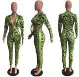 womens fashion printed tight two-piece suit OMM1165