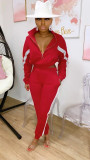 High-end webbing Womens sports suit long sleeve jacket with pocket pants suit YY5205