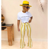 Womens Striped Printed Casual Flare Pants Autumn Pants YY5203