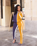 Popular color contrast strapless sports two-piece suit YF8125