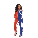 Popular color contrast strapless sports two-piece suit YF8125