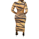 Animal print tiger sexy skinny print dress HM5356