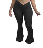 Womens V-shaped waistband big flared fashion casual pants S6244