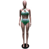 Three-piece bikini swimsuit set D8288