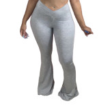 Womens V-shaped waistband big flared fashion casual pants S6244