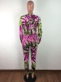 Two-piece tie-dye printing multicolor leisure sports suit LA3214