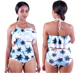Swimsuit fashionable sexy wave ruffled one-piece W8173