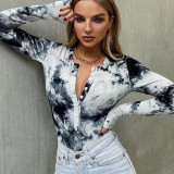 Sexy Tie Dye Hanging Cardigan Fashion T-shirt Sweet Travel Womens Outer Top FLY26170