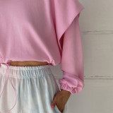 Street trend round neck drawstring loose slimming blouse sweater women NW4360W0G