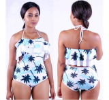 Swimsuit fashionable sexy wave ruffled one-piece W8173