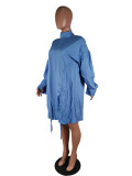 Womens home loose long sleeve shirt dress N8002