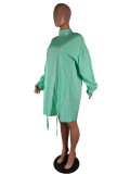Womens home loose long sleeve shirt dress N8002