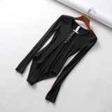 Base shirt long sleeve women round neck slim fit all-match thread knitted T-shirt one-piece H08-240