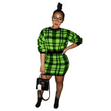 Sexy plaid padded sweater bag hip skirt ZSC078