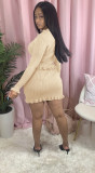 Sexy solid color autumn and winter long-sleeved pit skirt two-piece suit L0322