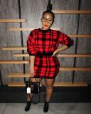 Sexy plaid padded sweater bag hip skirt ZSC078