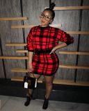 Sexy plaid padded sweater bag hip skirt ZSC078