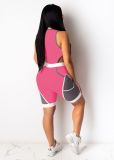 Sexy slim-fit zipper mesh see-through color-blocking jumpsuit KA7120