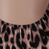 Sexy leopard halter sleeveless wide-leg pants jumpsuit nightclub service K2033