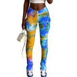 Supermodel urban casual womens tie-dye pocket slit micro horn 5-color track pants ALS210