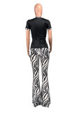 Casual suit striped printed flared pants two-piece suit MG1004