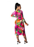 Personalized Womens sexy tie-dye long-sleeved dress with tie MG1027