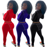 womens sports casual long-sleeved trousers suit two-piece nightclub clothes QQM4097