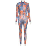 Fashion Printed Long Sleeve Slim Fit Sports Jumpsuit P1738544