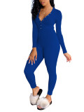 Classic solid color series V-neck jumpsuit MD370